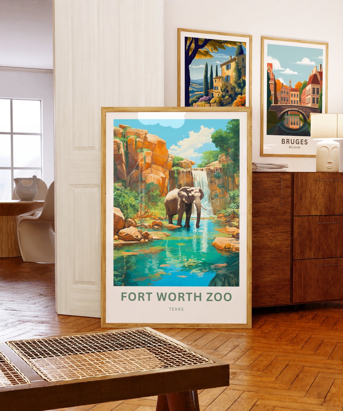 Fort Worth Zoo Elephant Waterfall Texas Wildlife Animal Poster - Image 5