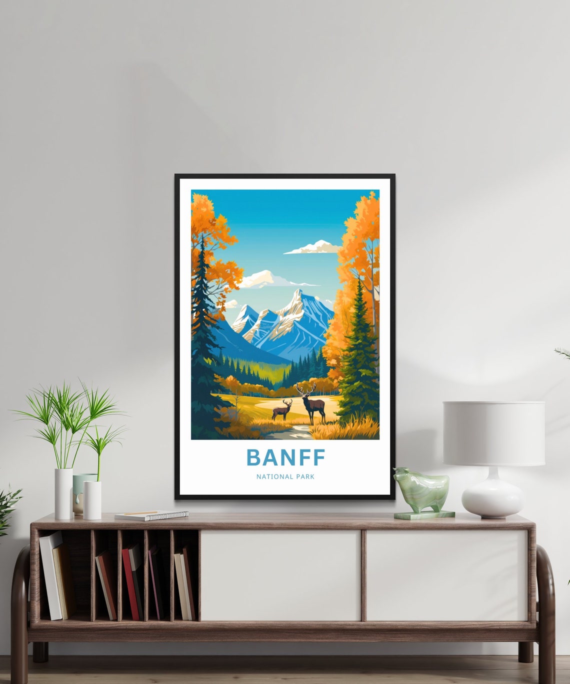 Personalized Banff National Park Elks Autumn Custom Text Poster - Image 2
