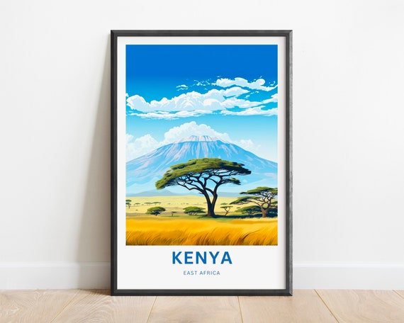 Kenya Travel Print Kenya Poster East Africa Wall Art Framed Present Gift Africa Decor Present Customize Your Text