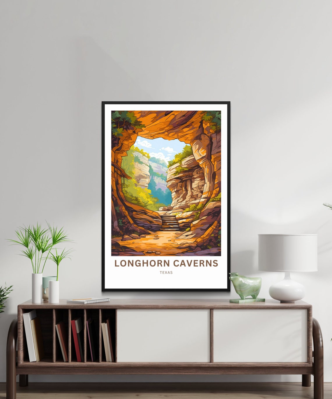 Longhorn Caverns Texas Personalized Orange Canyon Travel Poster - Image 2