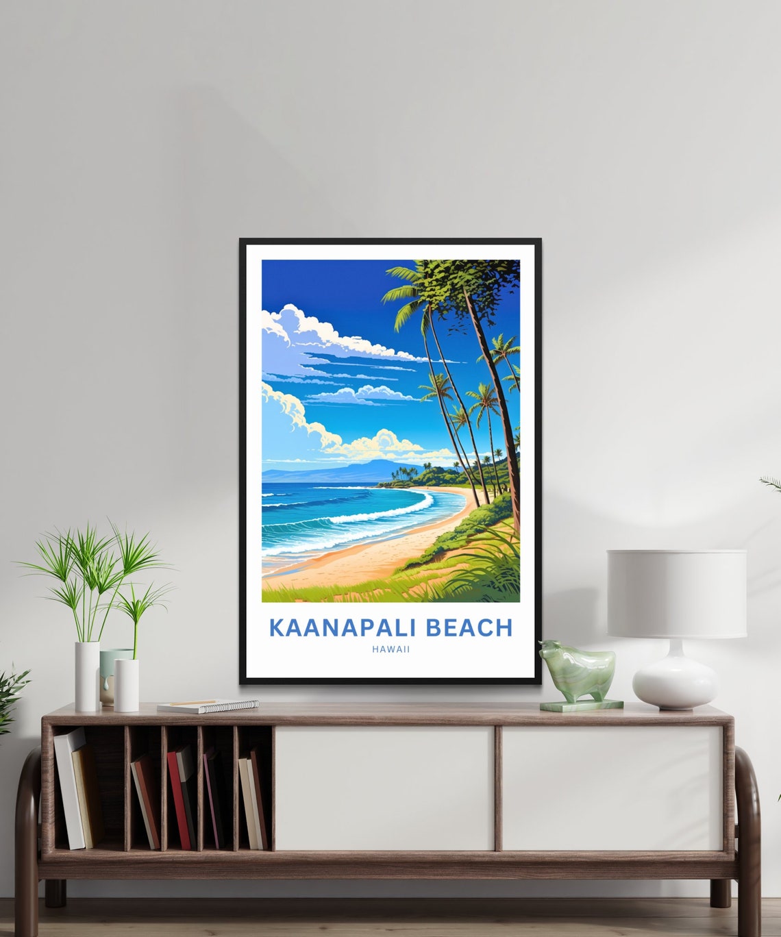 Personalized Kaanapali Beach Hawaii Palm Fringed Sandy Bay Poster - Image 3