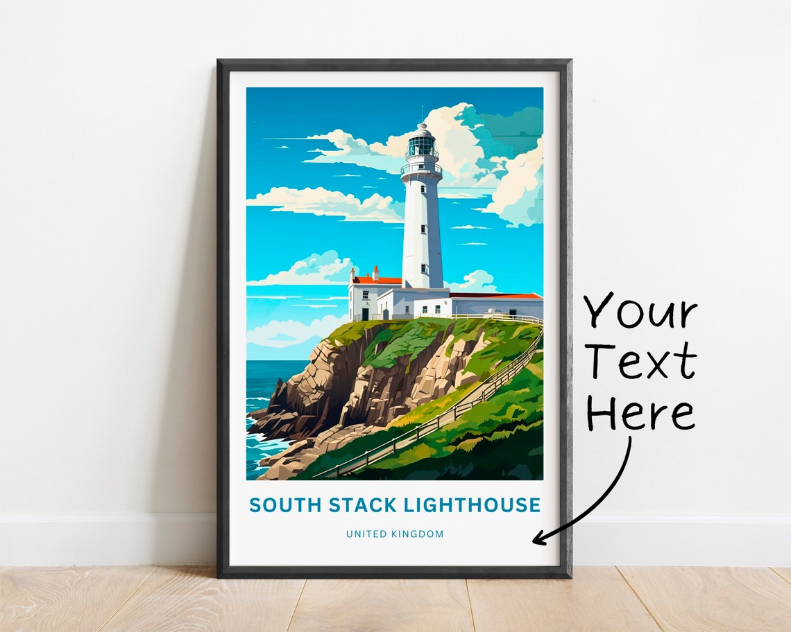 Personalized South Stack Lighthouse Custom Text United Kingdom Poster
