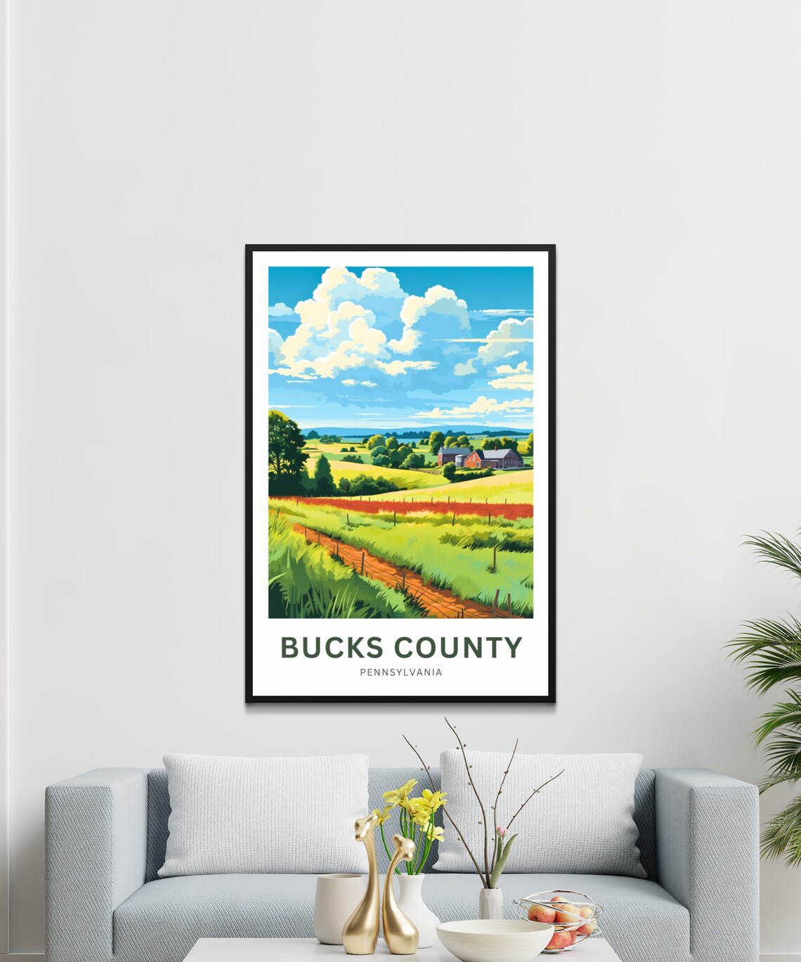 Personalized Bucks County Pennsylvania Farm Countryside Travel Poster - Image 3