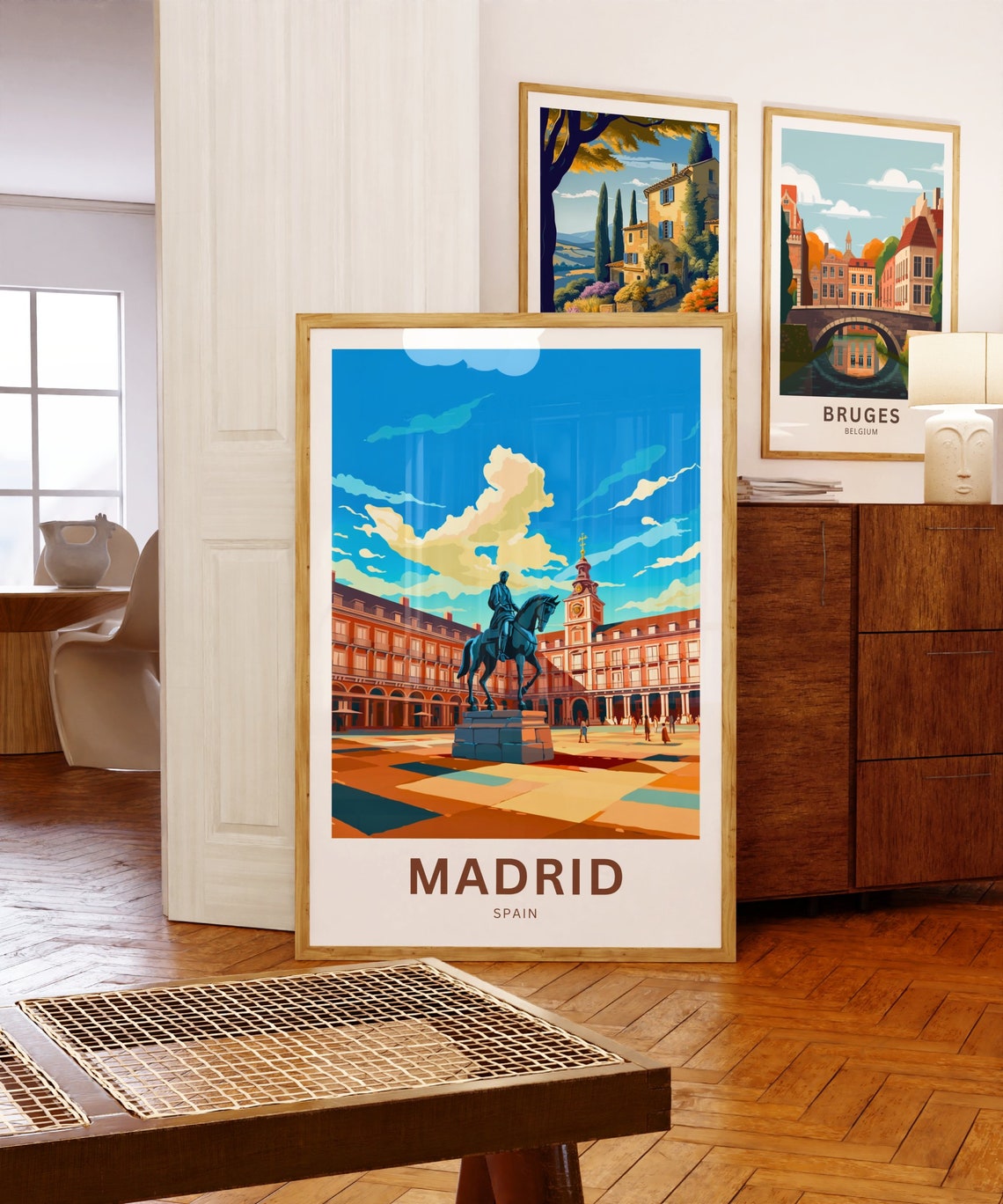 Madrid Spain Historic Plaza Mayor Equestrian Statue Art Poster - Image 5
