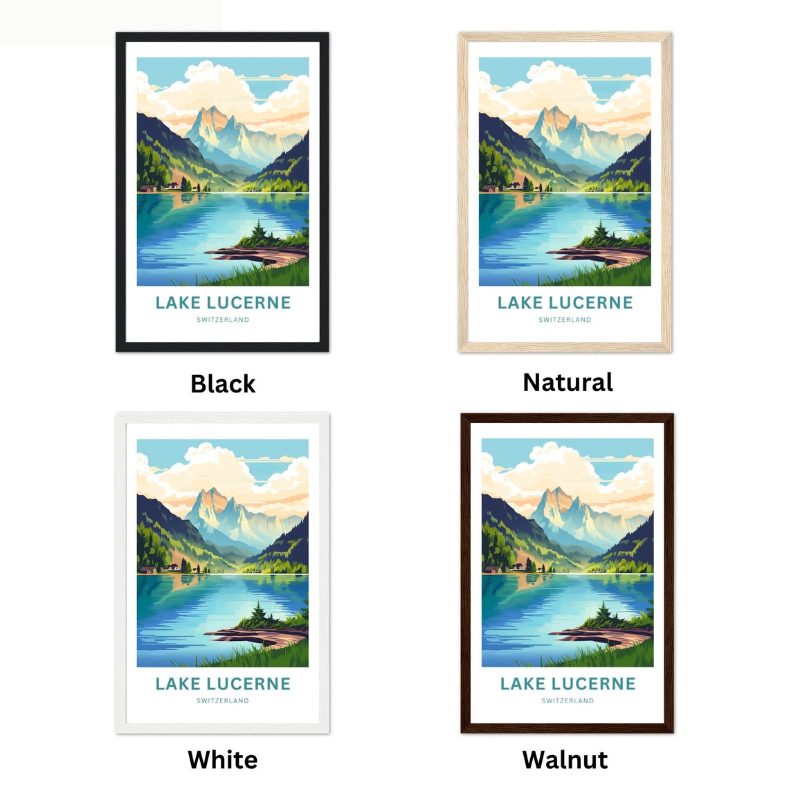 Lake Lucerne Switzerland Alpine Lake Mountain Reflection Poster - Image 2