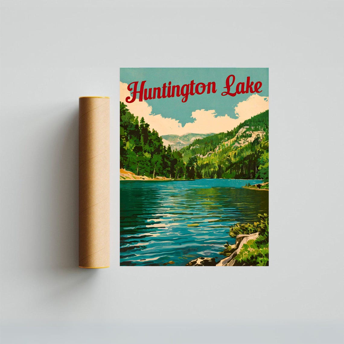 Huntington Lake California Pine Forest Alpine Lake Travel Poster - Image 4