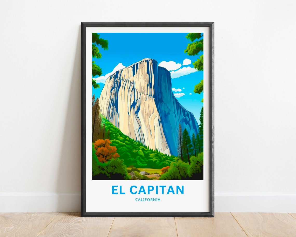 El Capitan Yosemite Forest View Vintage Granite Travel Poster