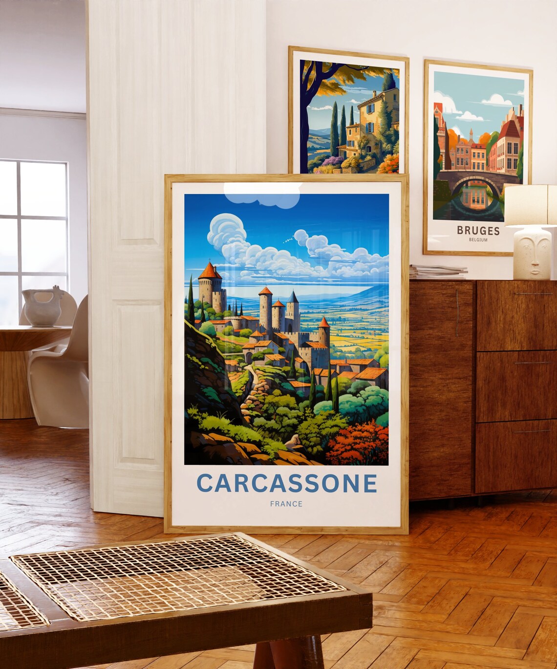Carcassonne France Hilltop Medieval Old Town Panorama Travel Poster - Image 5