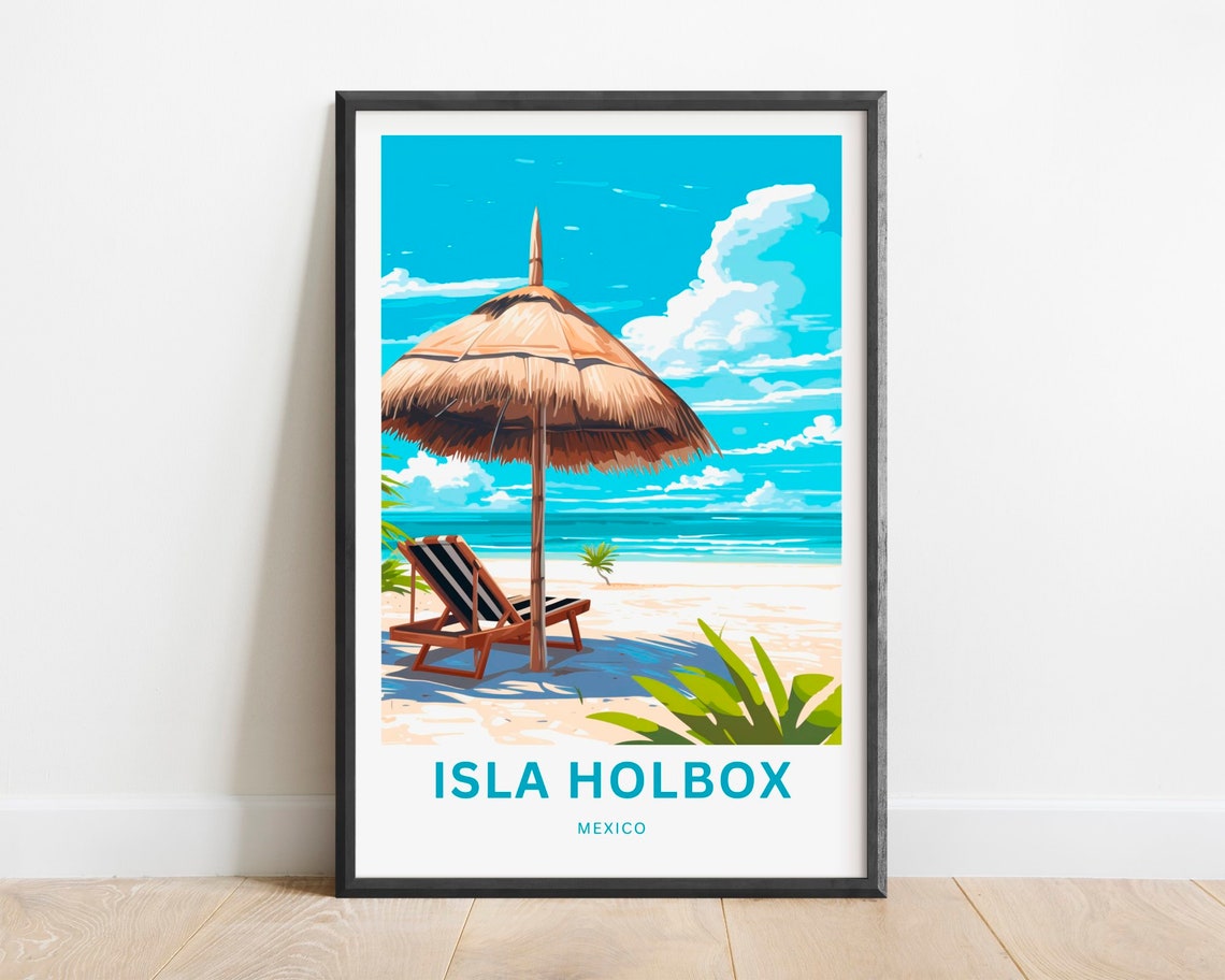 Isla Holbox Travel Print Isla Holbox Poster Mexico Wall Art Framed Present Gift Mexico Present