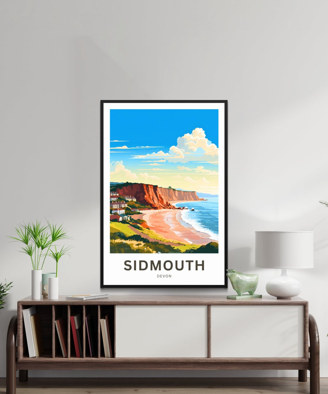 Sidmouth Devon England Red Cliffs Beach Custom Travel Poster - Image 2