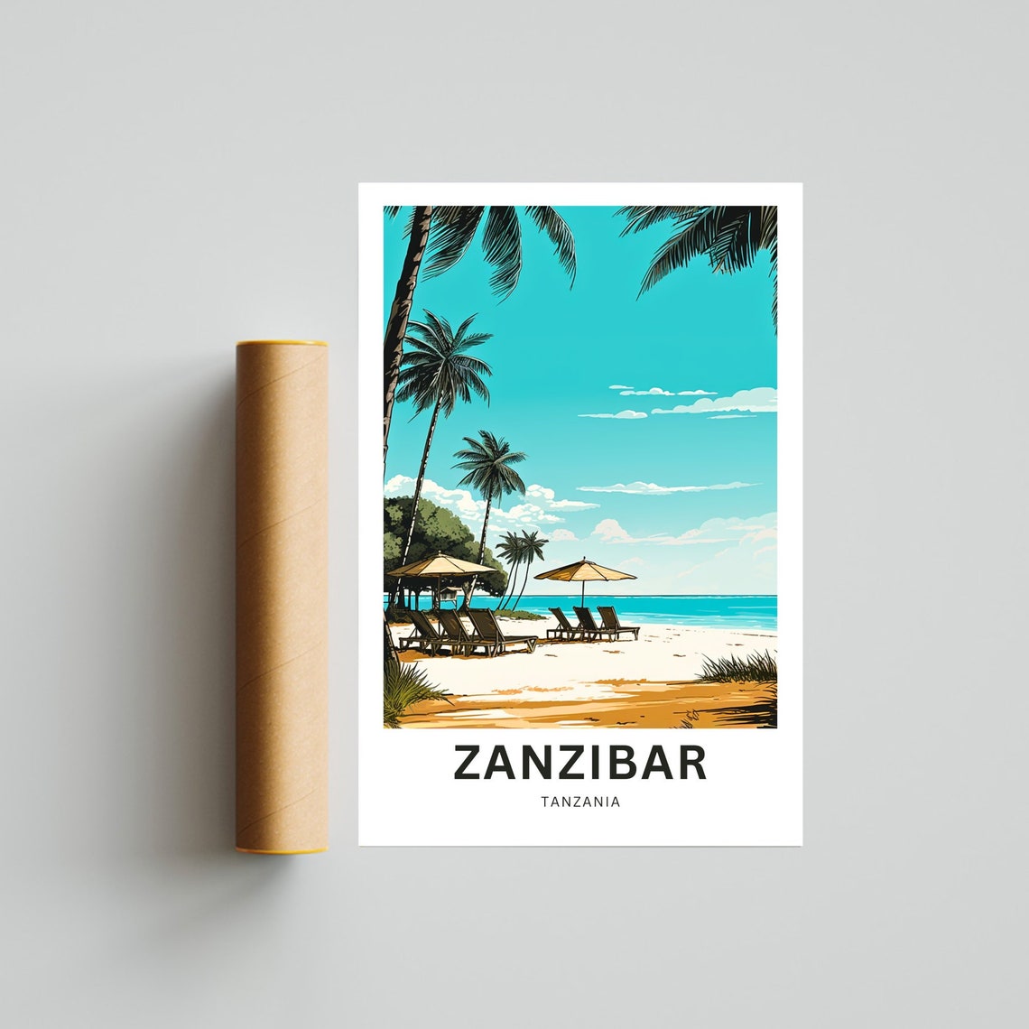 Zanzibar Tanzania Personalized Turquoise Beach With Palms Poster - Image 4