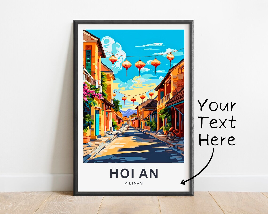 Hoi An Vietnam Lantern Street Old Town Personalized Travel Poster