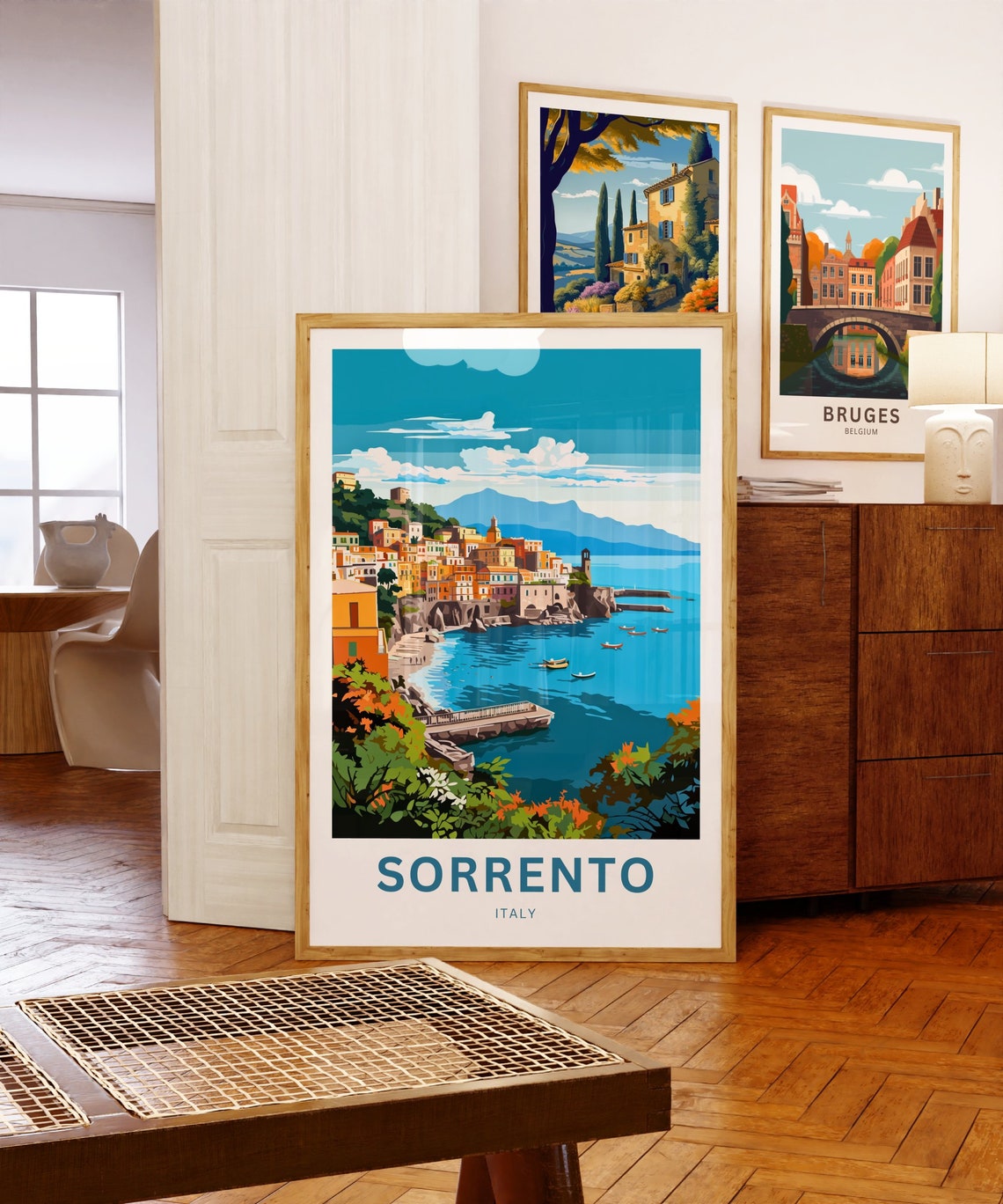 Sorrento Italy Mountain Backdrop Coast Custom Text Art Poster - Image 5