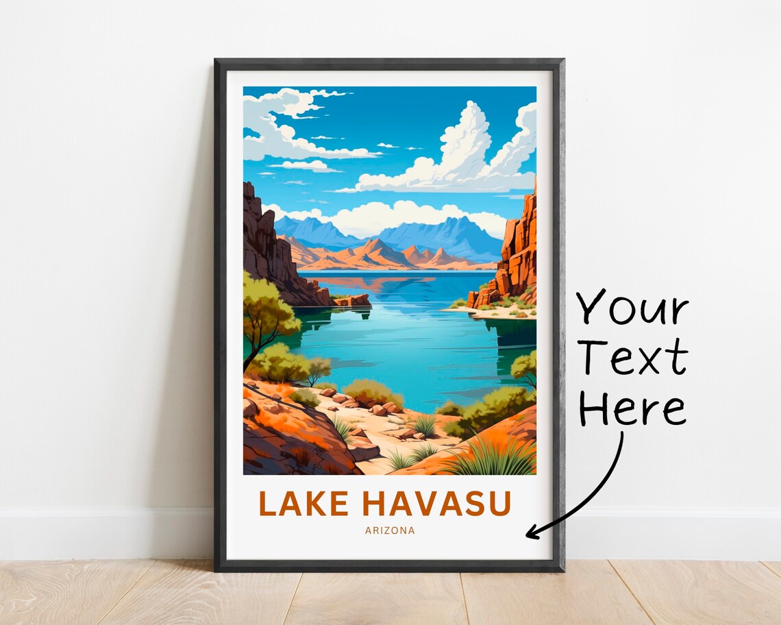 Lake Havasu Arizona Personalized Canyon Travel Poster Custom Text
