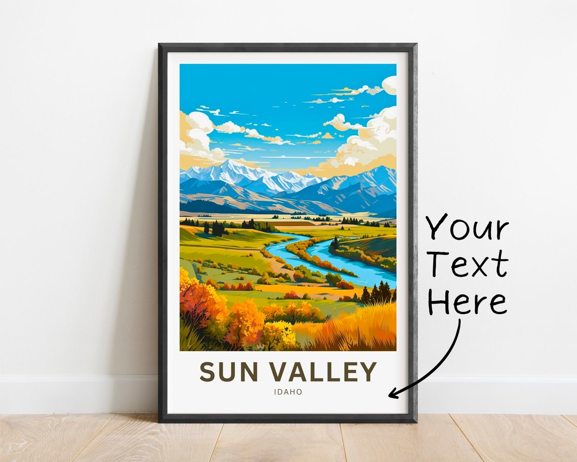Personalized Sun Valley Idaho Travel Poster Mountain Custom Gift