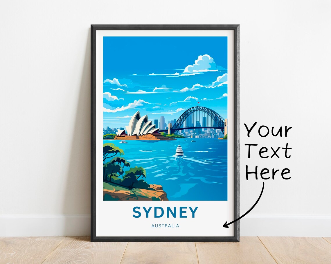 Personalized Sydney Travel Poster, Australia Wall Art