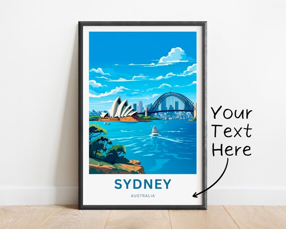 Personalized Sydney Travel Poster, Australia Wall Art