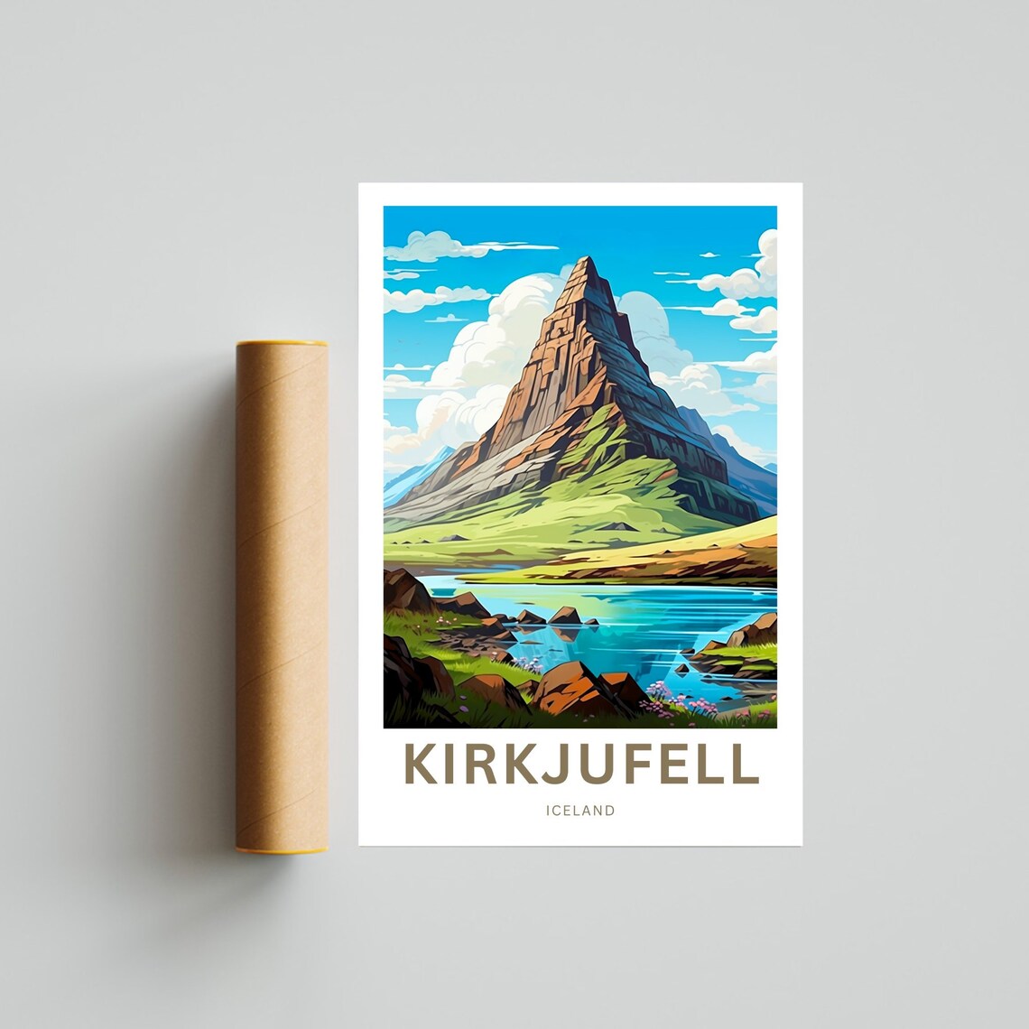 Personalized Kirkjufell Iceland Mountain Lake Landscape Travel Poster - Image 4