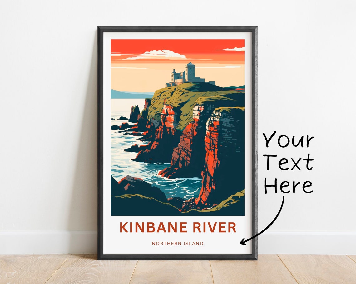 Personalized Kinbane River Castle Cliffs Custom Travel Poster