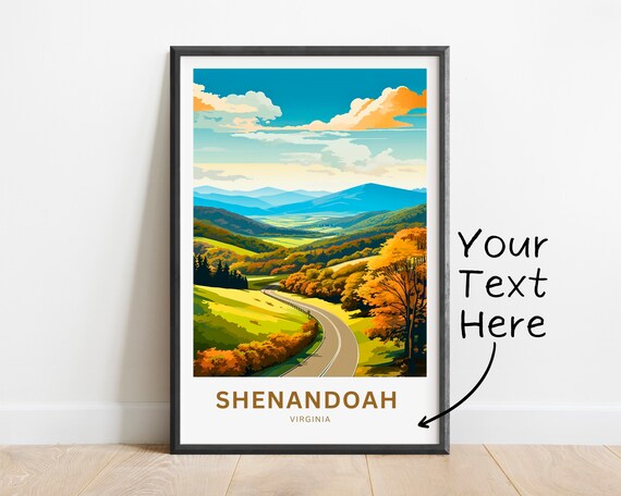 Shenandoah Virginia Personalized Autumn Valley Road Travel Poster