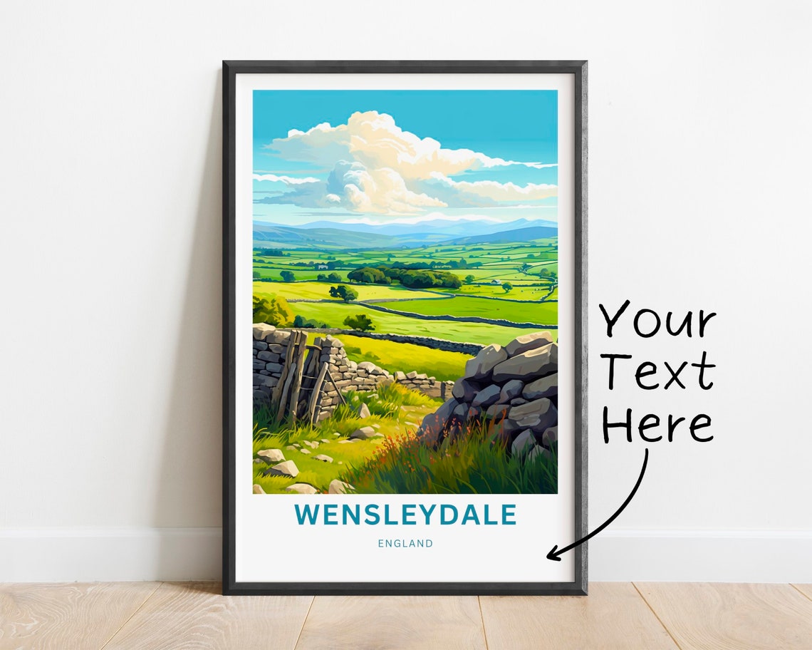 Wensleydale England Personalized Dry Stone Wall Meadow Poster