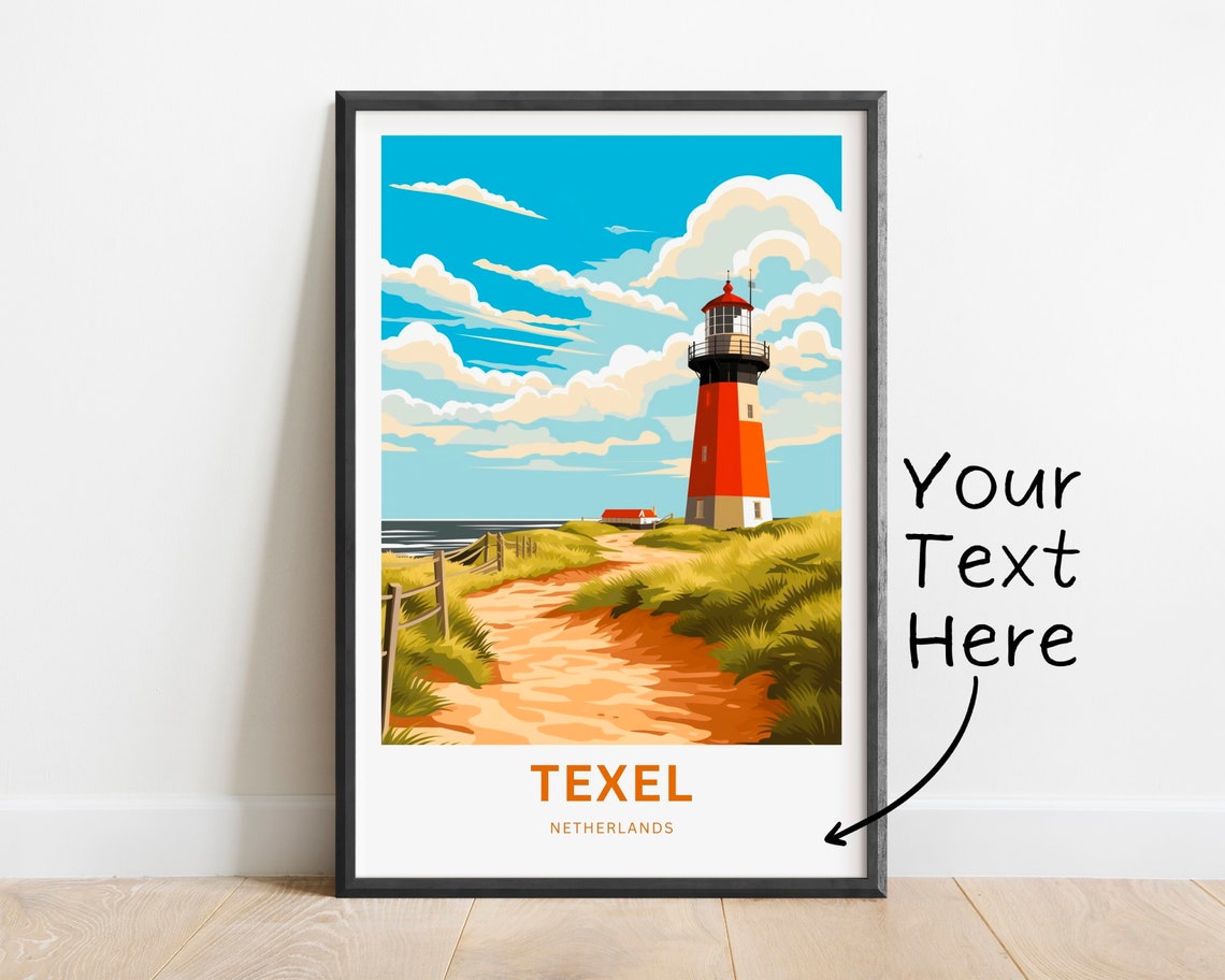 Texel Netherlands Lighthouse Coastal Dunes Custom Travel Poster