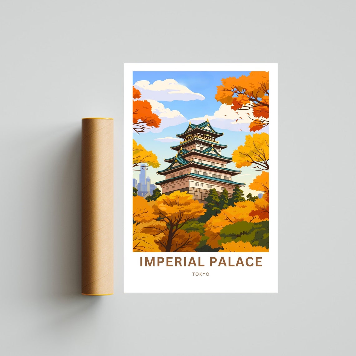 Tokyo Imperial Palace Autumn Castle Tower Travel Poster Japan City Art - Image 4