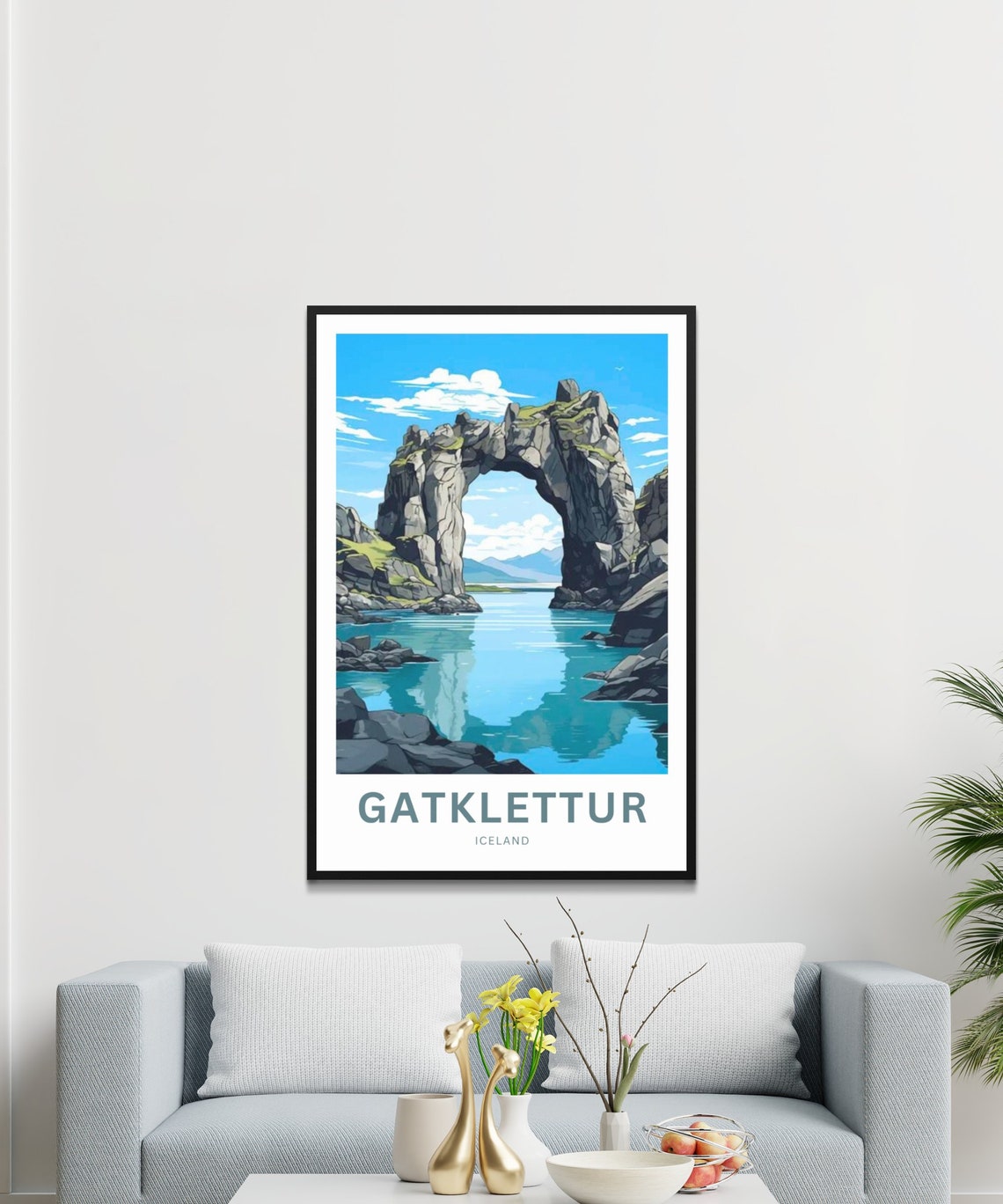 Personalized Gatklettur Iceland Stone Arch Lagoon Travel Poster - Image 3