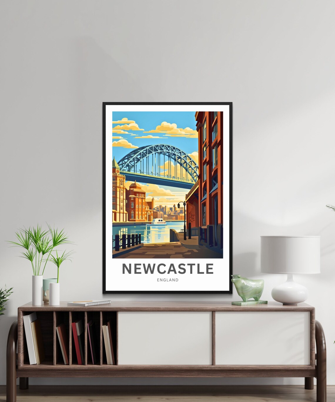 Newcastle England Tyne Bridge Quayside Golden Sunset Travel Poster - Image 2