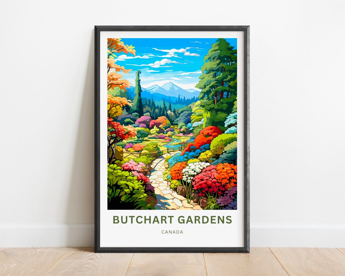Butchart Gardens Canada Vibrant Floral Garden Walkway Poster