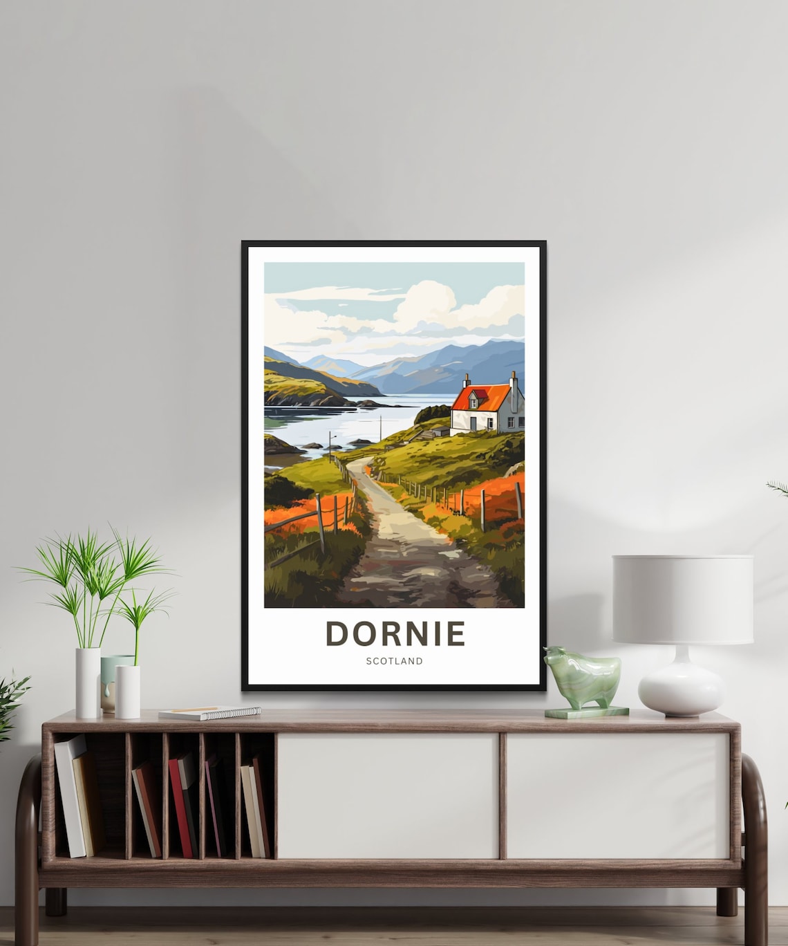 Dornie Scotland Coastal Cottage Red Roof Sea Loch Path Poster - Image 2