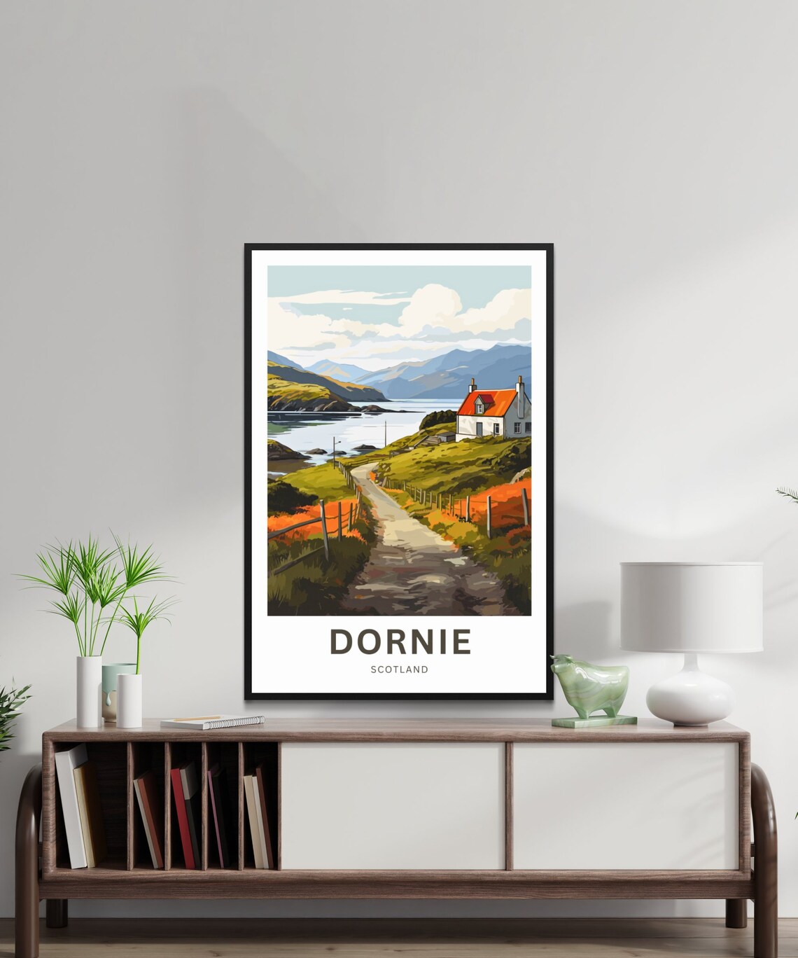 Personalized Dornie Scotland Country Lane Cottage Hills Poster - Image 2