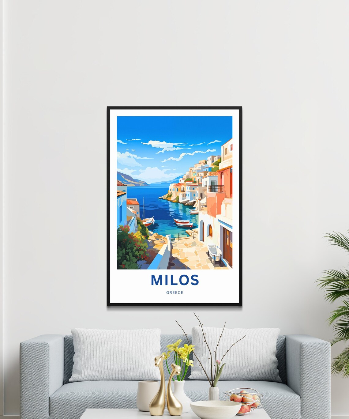 Milos Greece Personalized Harbor Village Fishing Boats Travel Poster - Image 3