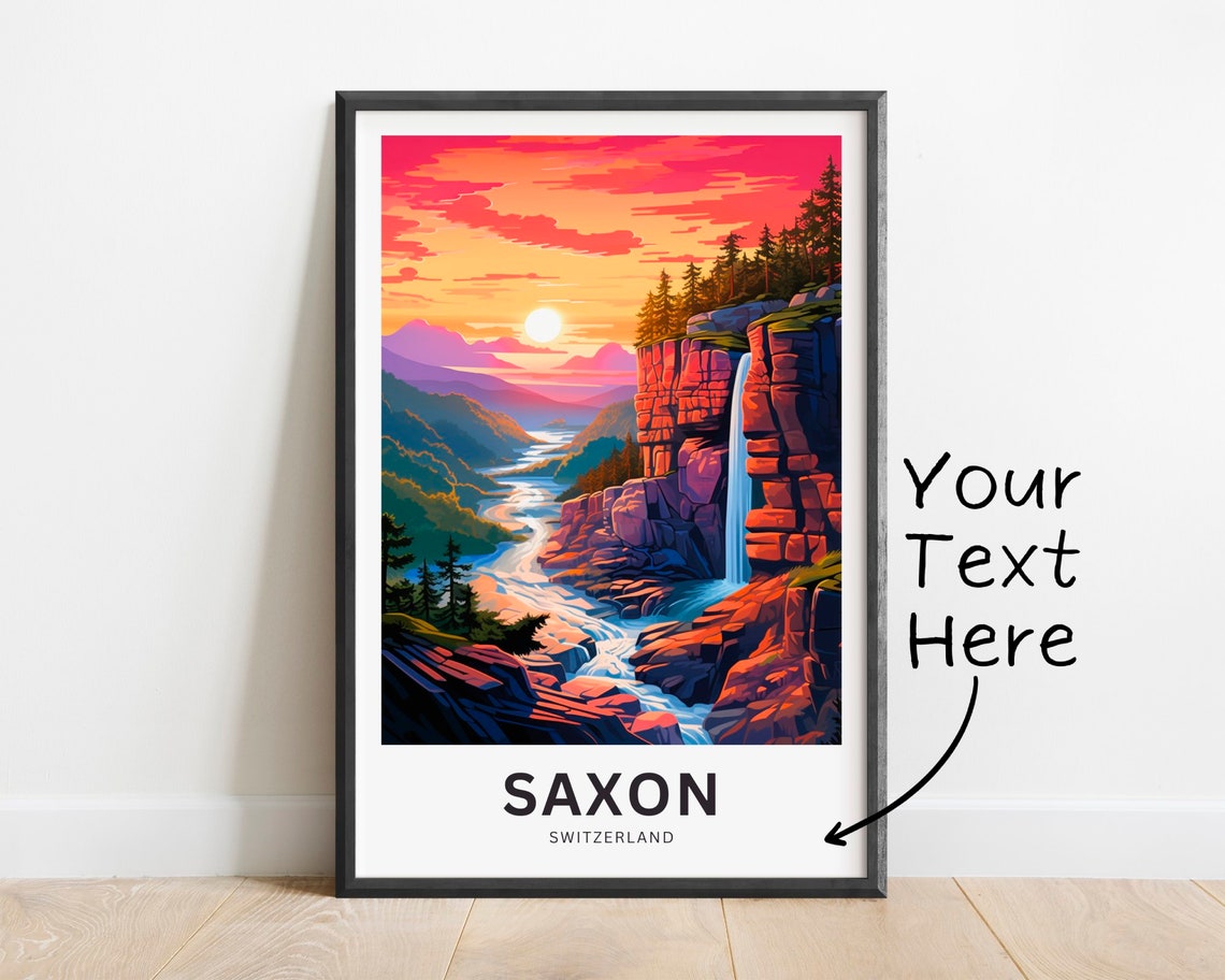 Saxon Switzerland Sunset Waterfall Canyon Custom Text Poster