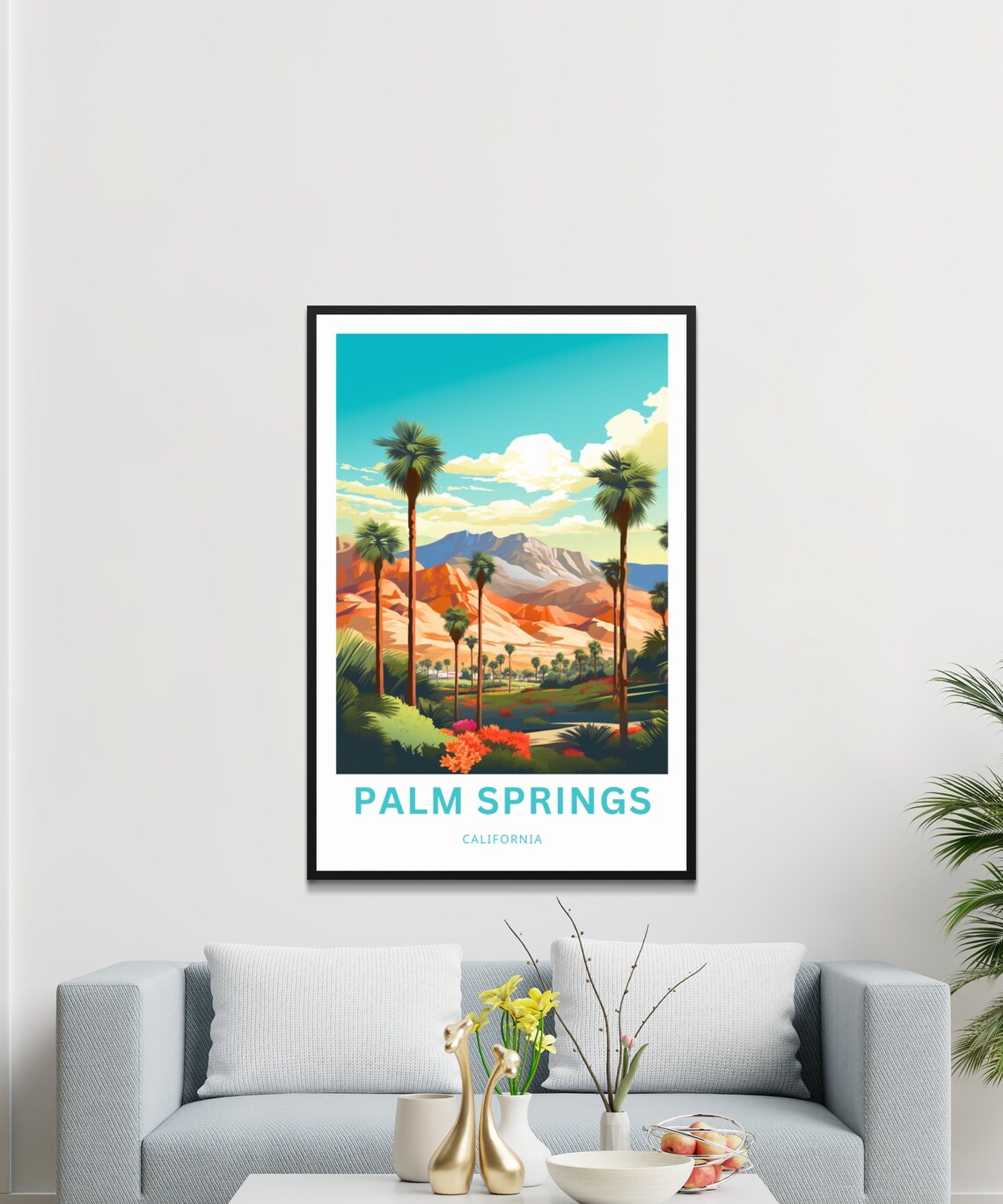 Palm Springs California Desert Palms Mountain Valley Travel Poster - Image 3