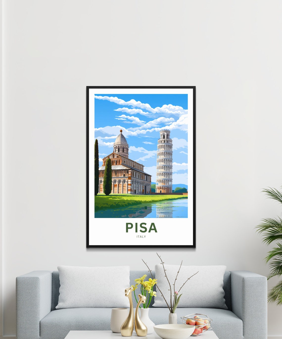 Personalized Pisa Italy Leaning Tower Landmark Travel Poster - Image 3