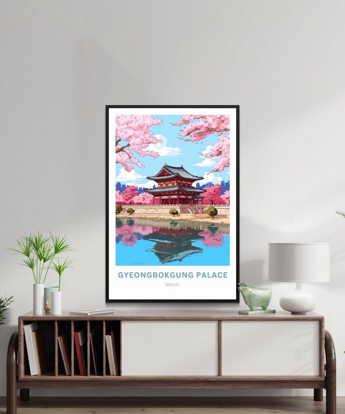 Gyeongbokgung Palace Seoul Cherry Blossom Customizable Travel Poster - Image 2