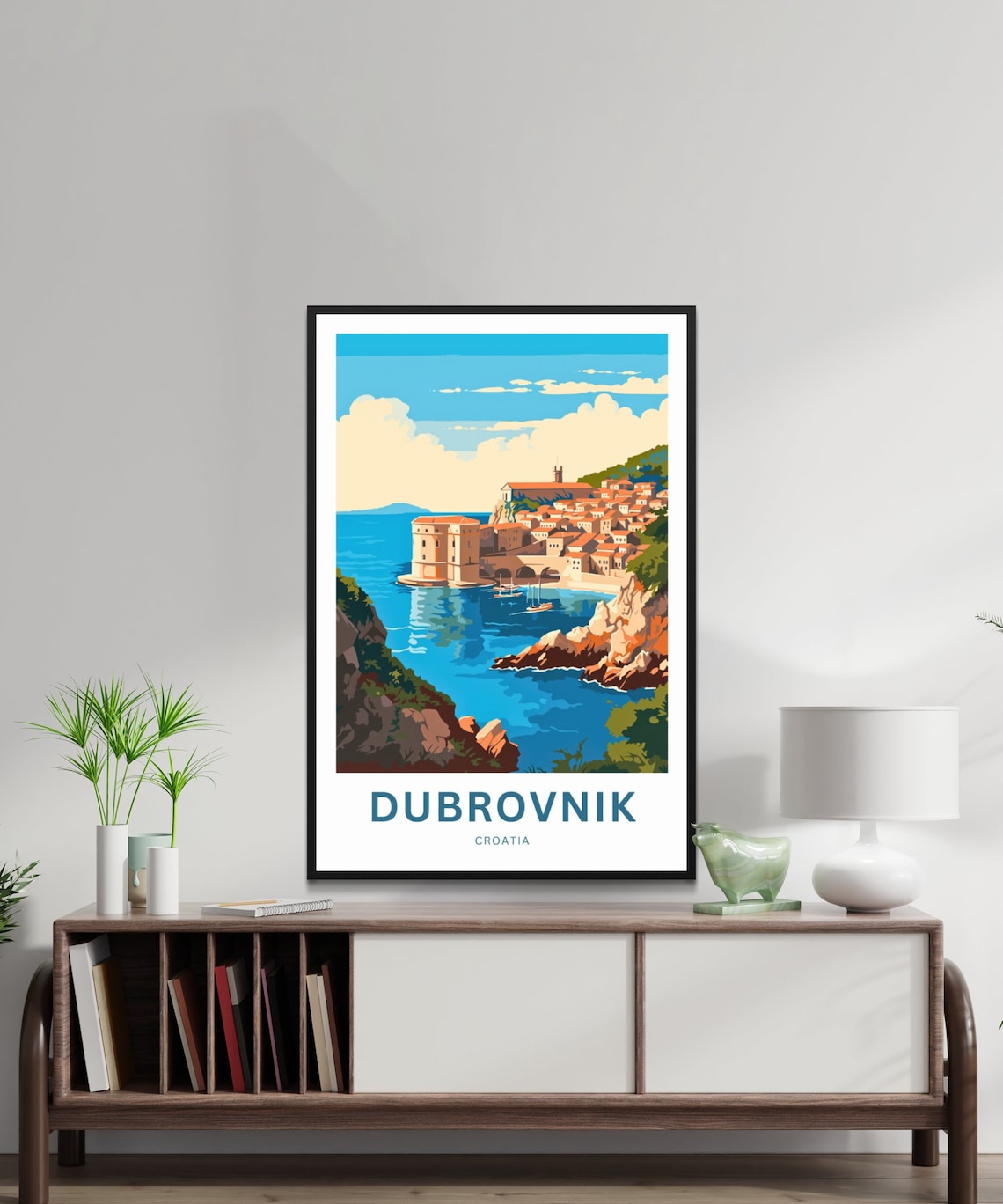 Dubrovnik Croatia Old Town Walls Fort Tower Sea Travel Poster - Image 2