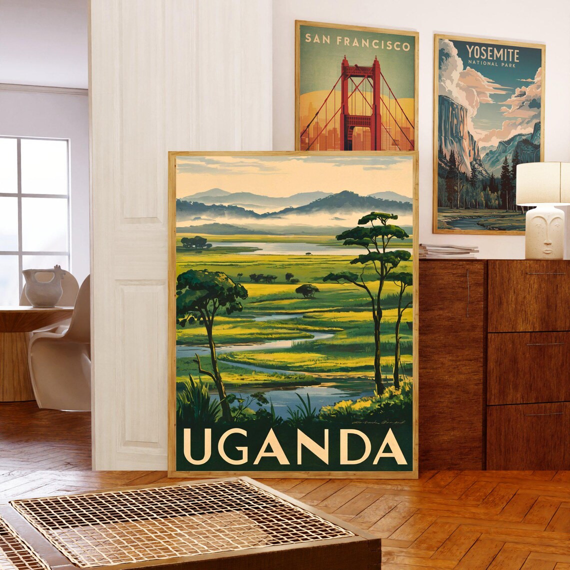 Uganda East Africa Wetland Savanna Serene Landscape Travel Poster - Image 5