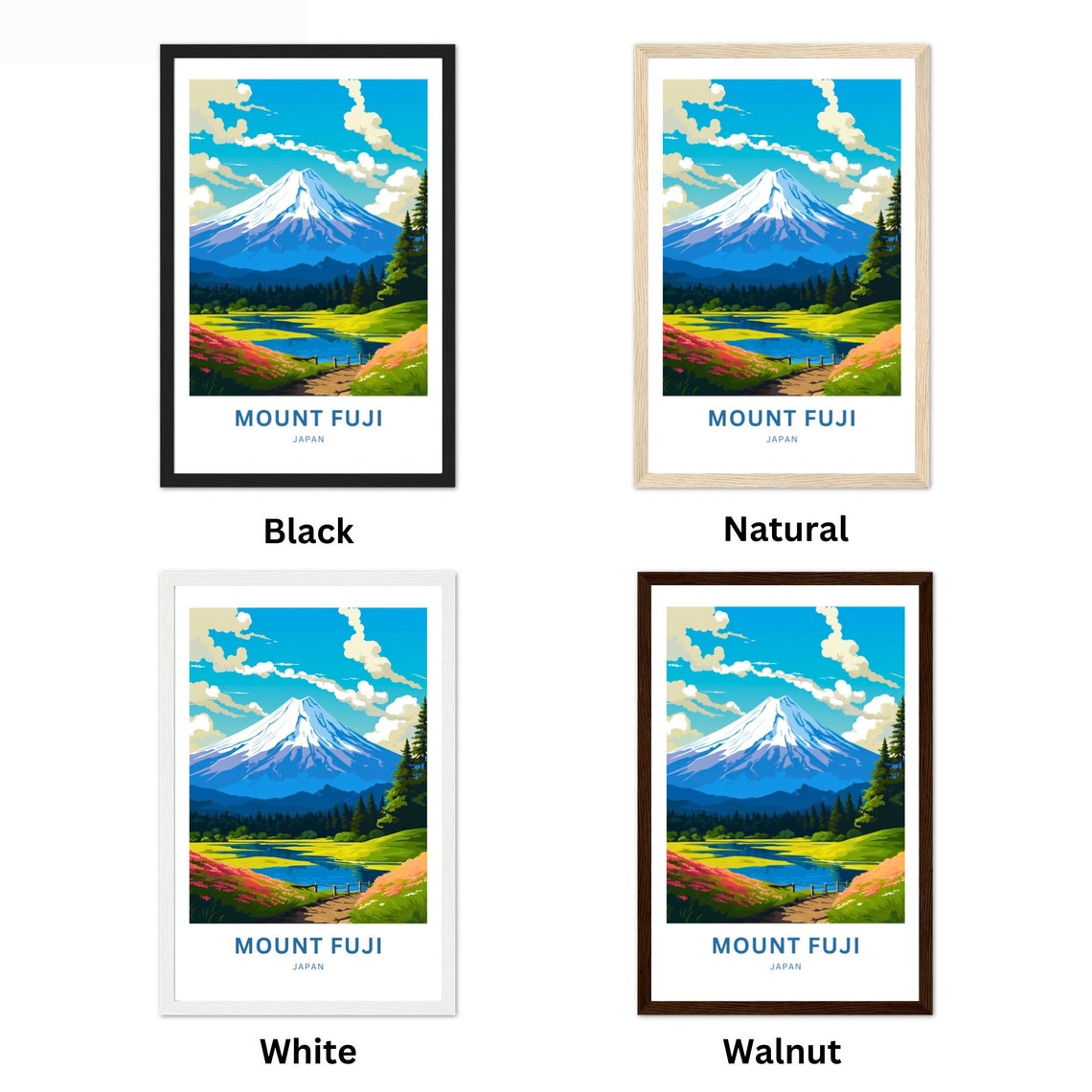 Mount Fuji Japan Snow Capped Peak Lake Meadow Personalized Poster - Image 2