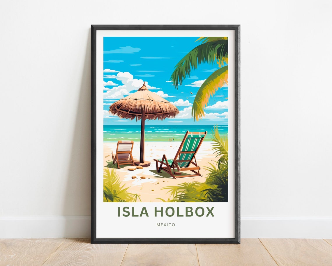 Isla Holbox Travel Print Isla Holbox Poster Mexico Wall Art Framed Present Gift Mexico Present
