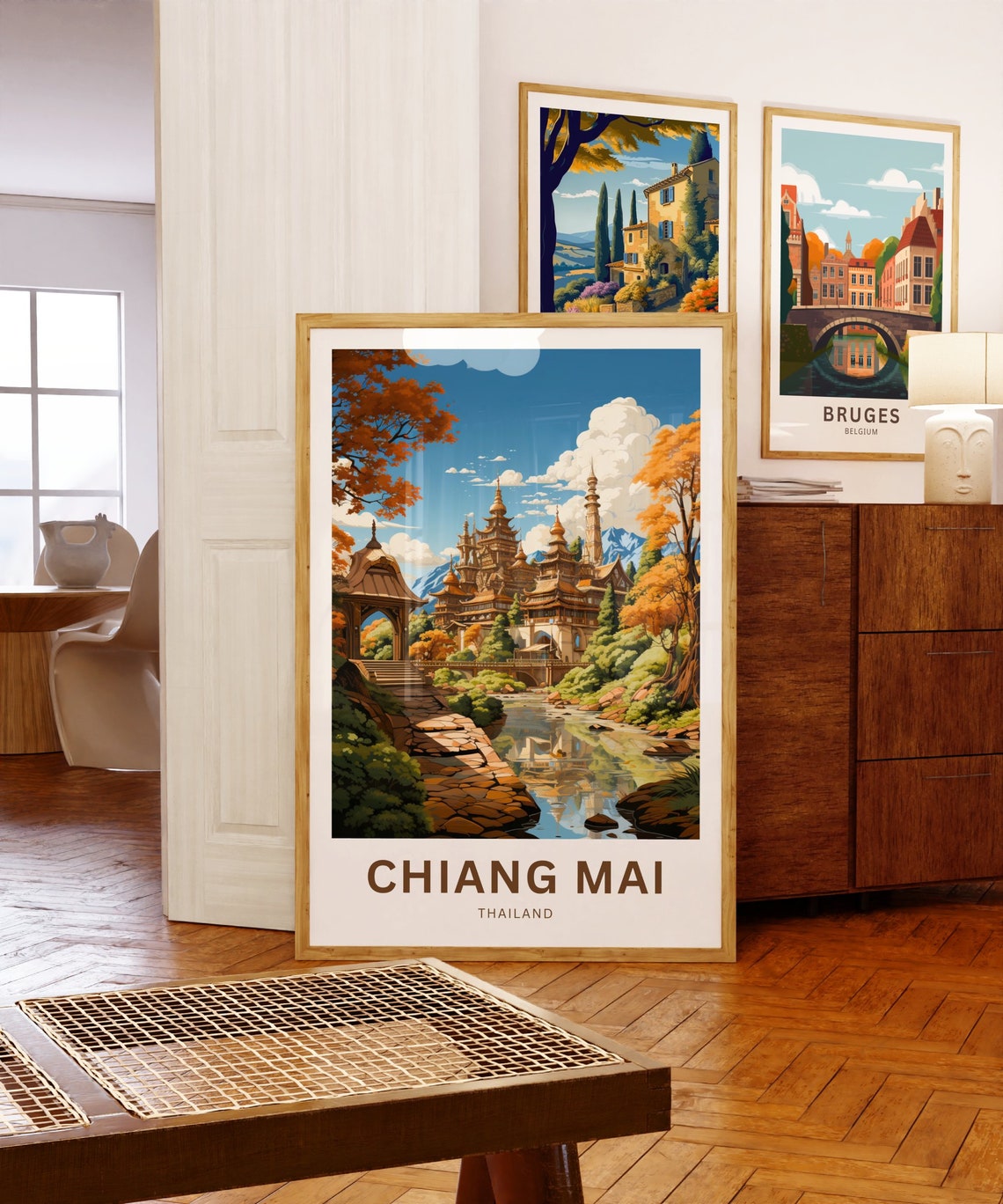 Personalized Chiang Mai Thailand Golden Temple Autumn Travel Poster - Image 5