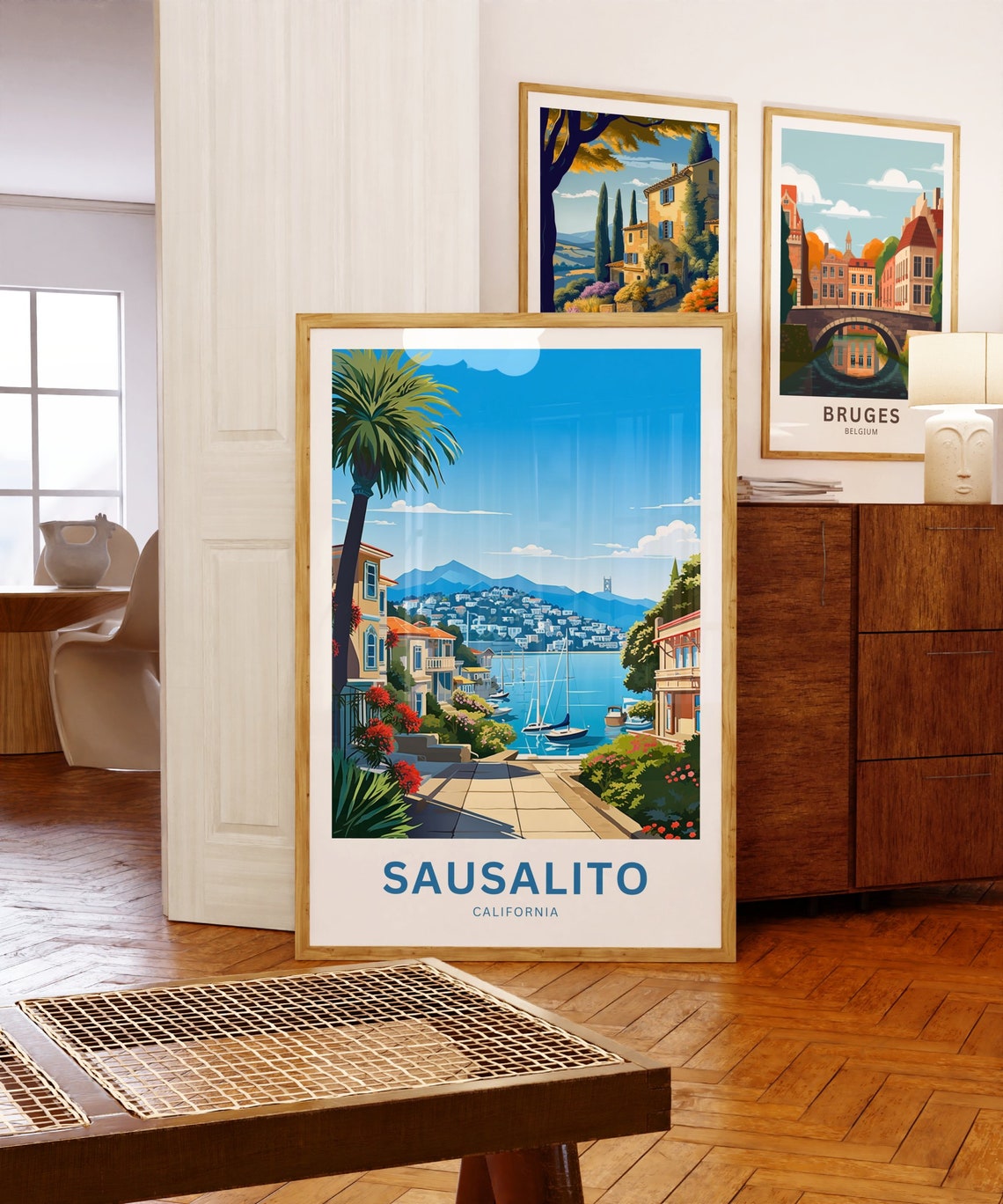 Sausalito California Waterfront Palm Promenade Personalized Poster - Image 5