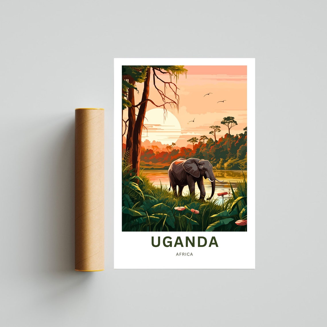 Personalized Uganda Travel Print Uganda Poster Africa Wall Art Framed Present Gift Africa Decor Present Customize Your Text - Image 2