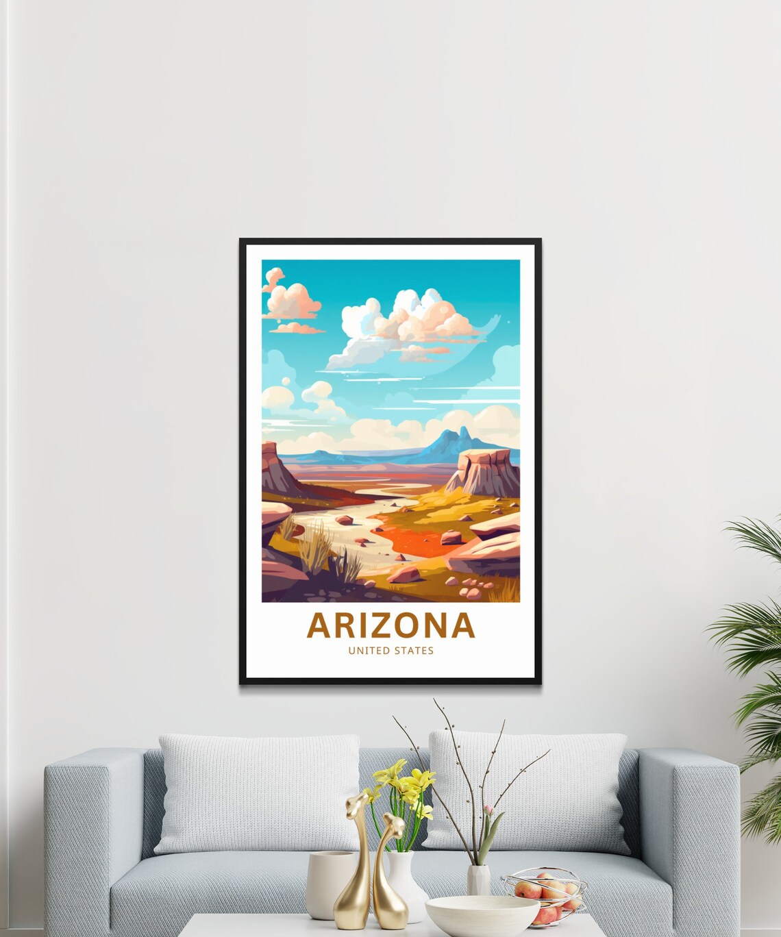 Arizona Red Rock Desert Butte Illustrated Vintage Travel Poster - Image 3