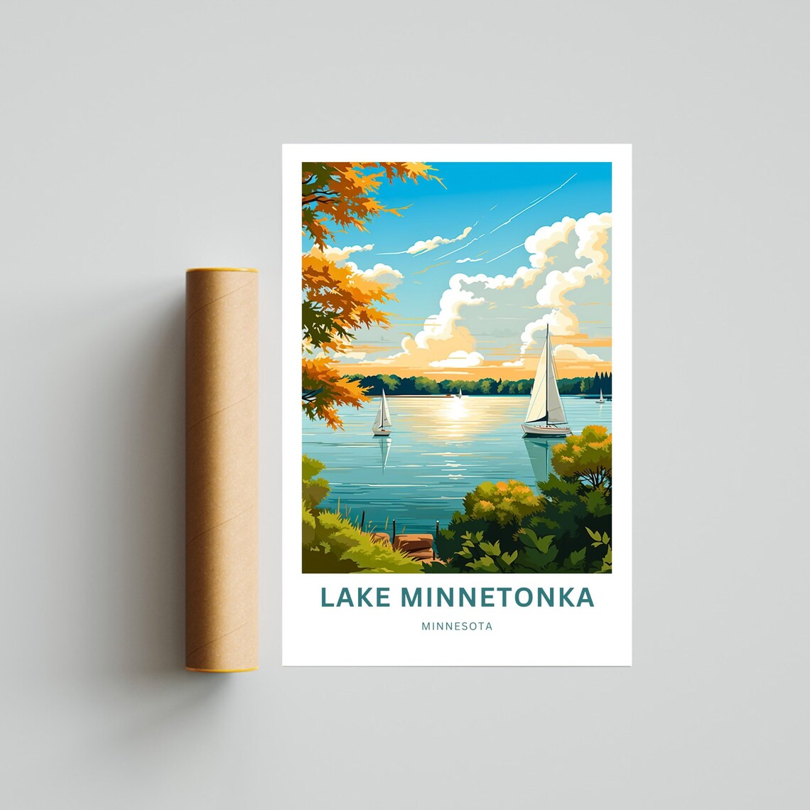 Personalized Lake Minnetonka Travel Poster, Minnesota - Image 4