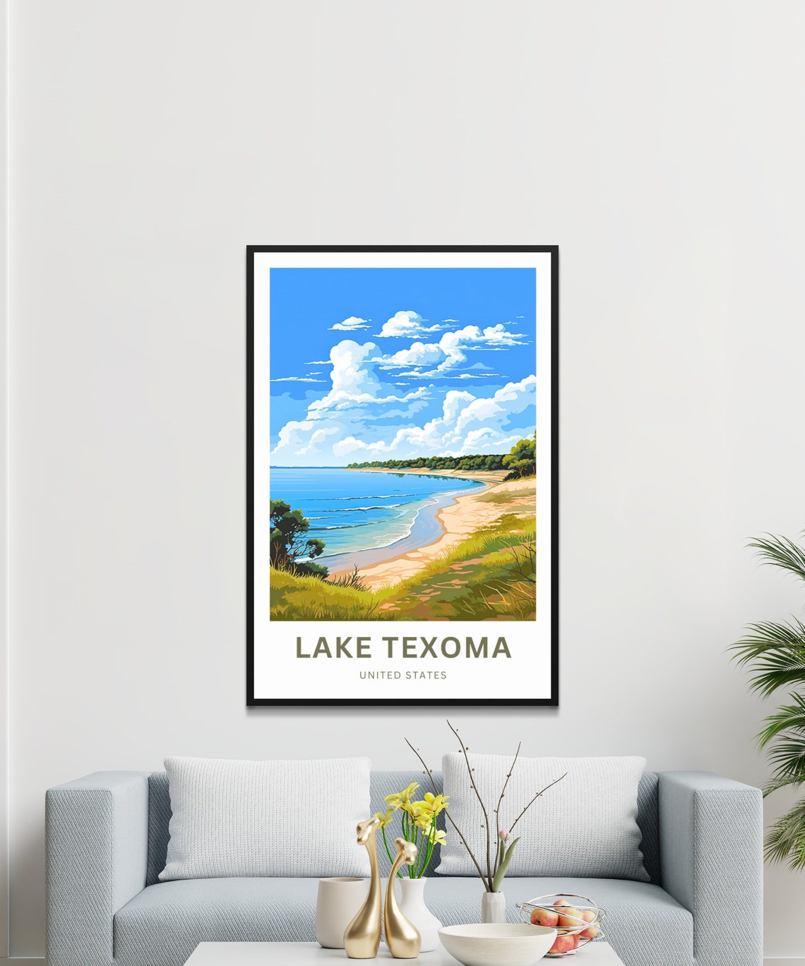 Lake Texoma United States Curved Shoreline Beach Travel Poster - Image 3