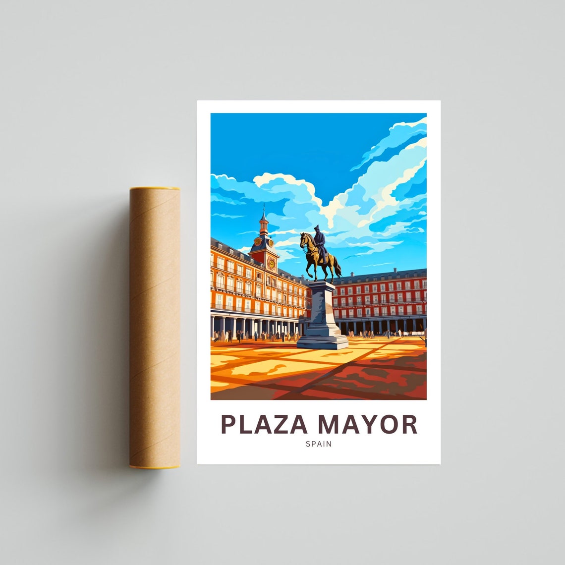 Plaza Mayor Madrid Spain Equestrian Statue Square Art Poster - Image 4