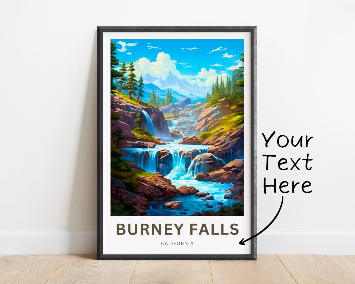 Personalized Burney Falls California Tiered Waterfall Forest Poster