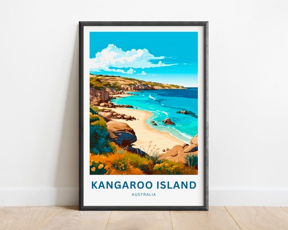Kangaroo Island Travel Print Kangaroo Island Poster Australia Wall Art Framed Present Gift Australia Present